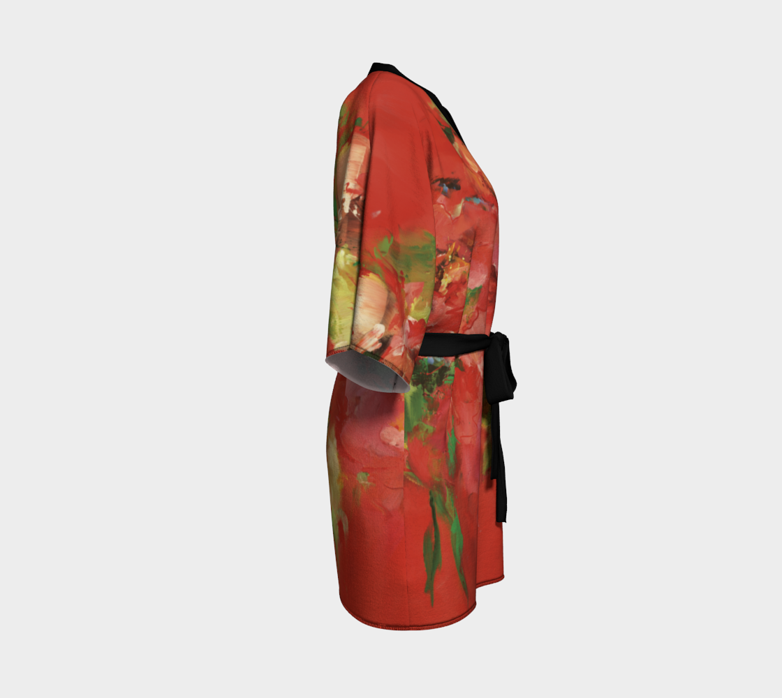 Kimono peignoir #14, Fleurs rouges