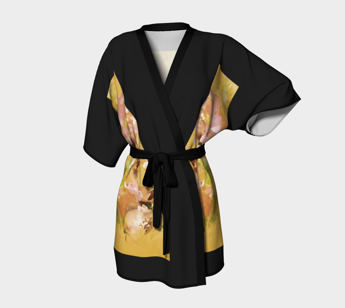 Kimono peignoir, Fleurs jaunes 3