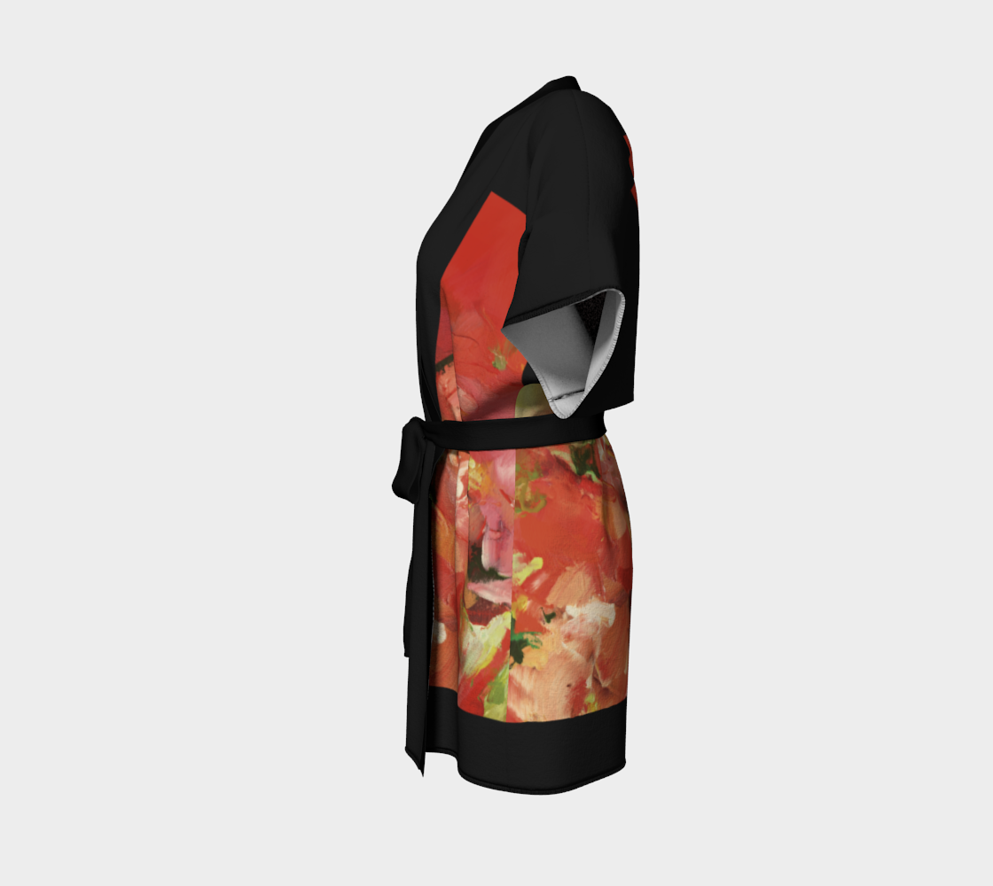 Kimono peignoir, Fleurs rouges 3