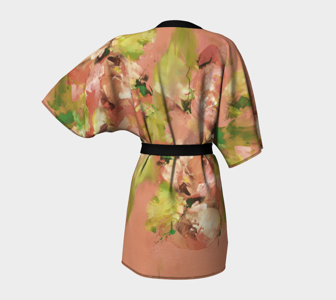 Kimono peignoir #18, Fleurs roses pâles