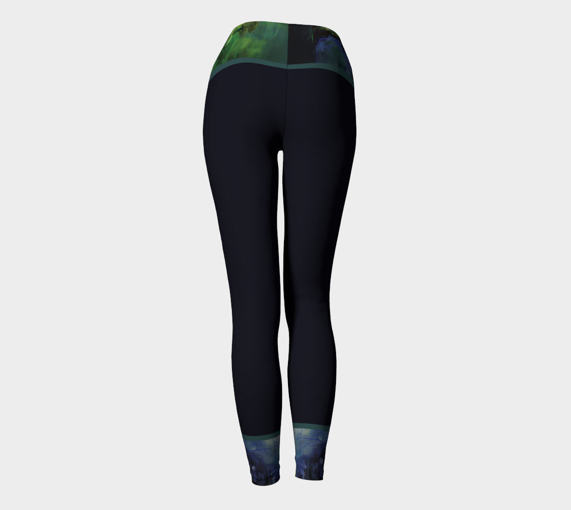 Legging Yoga #13.4, Bouquet nocturne, bleu marine.