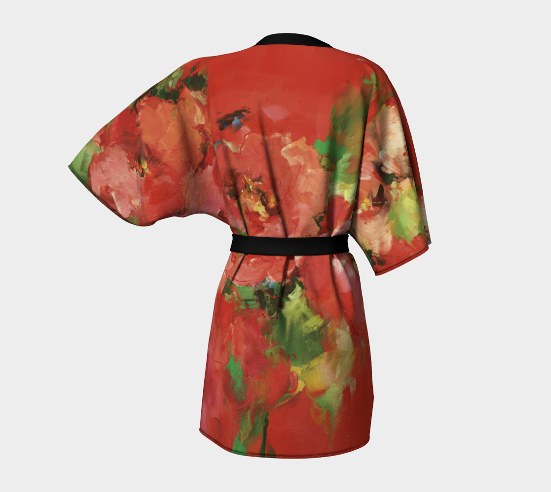 Kimono peignoir #14, Fleurs rouges