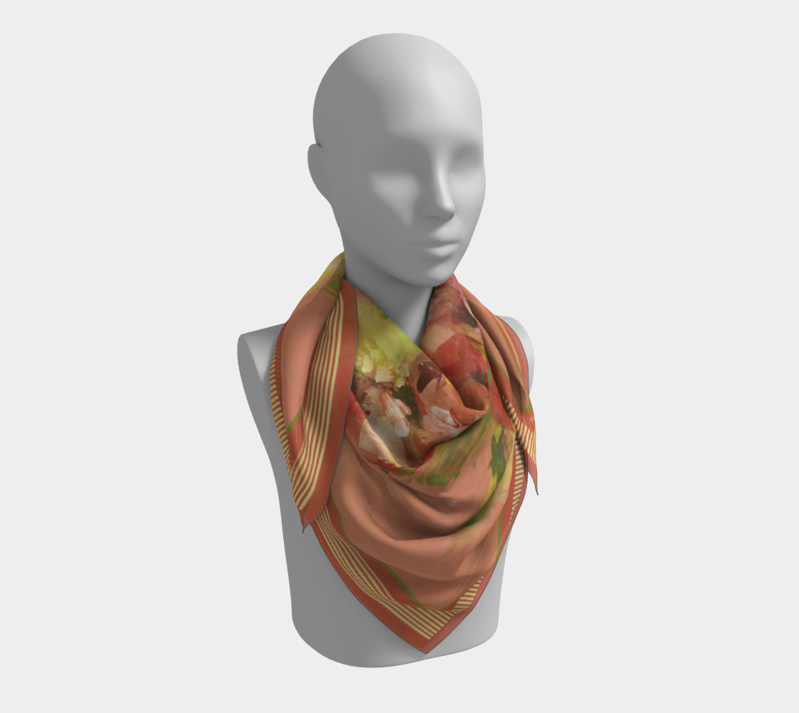 Foulard carré #22.3, Fleurs roses