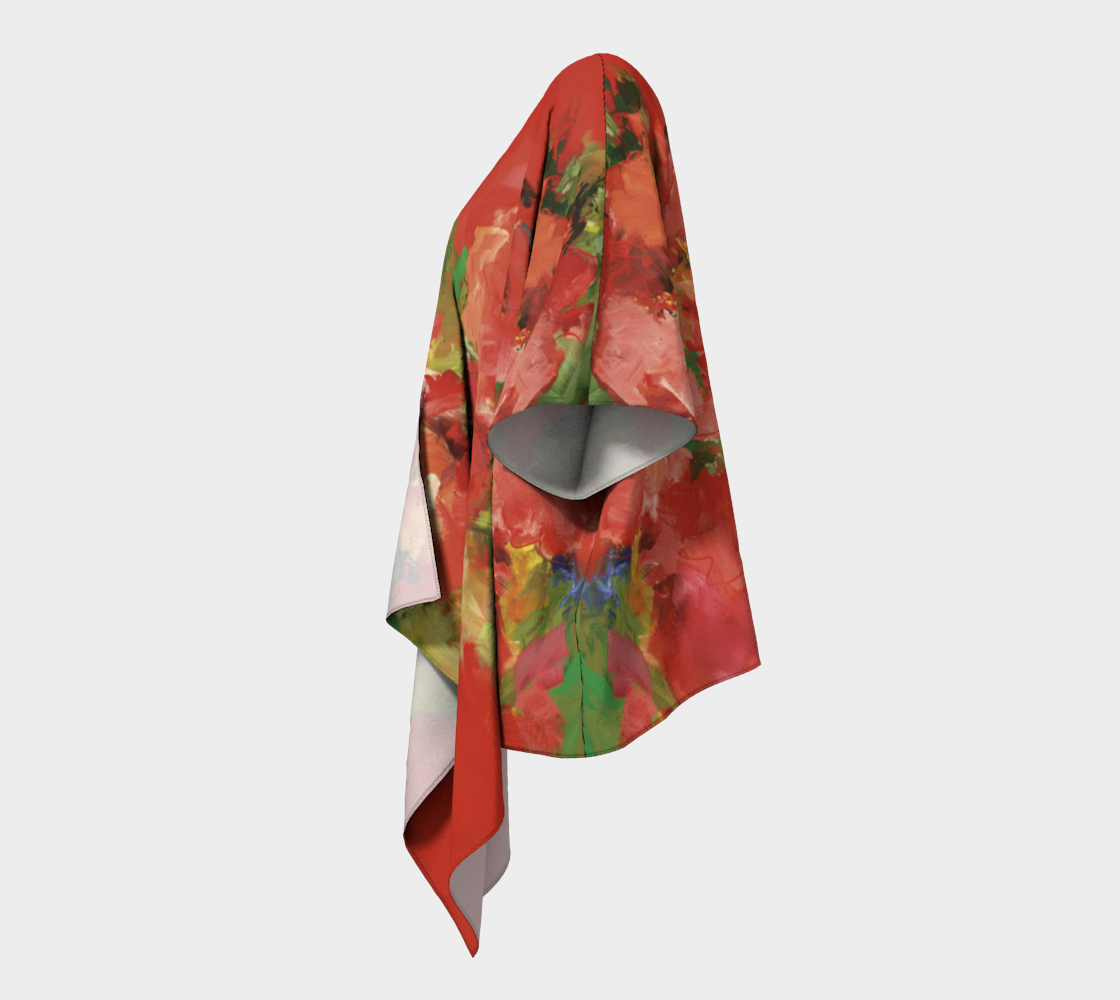 Kimono drapé #14, Fleurs rouges