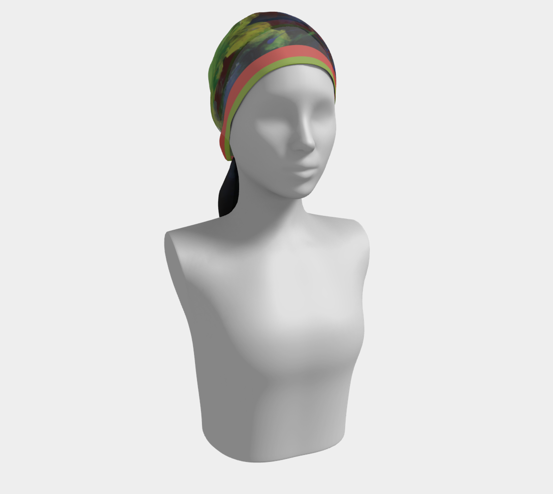 Foulard long #14, Bouquet nocturne, contour rouge-vert