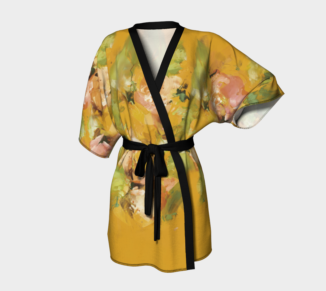 Kimono peignoir #19,  Fleurs jaunes