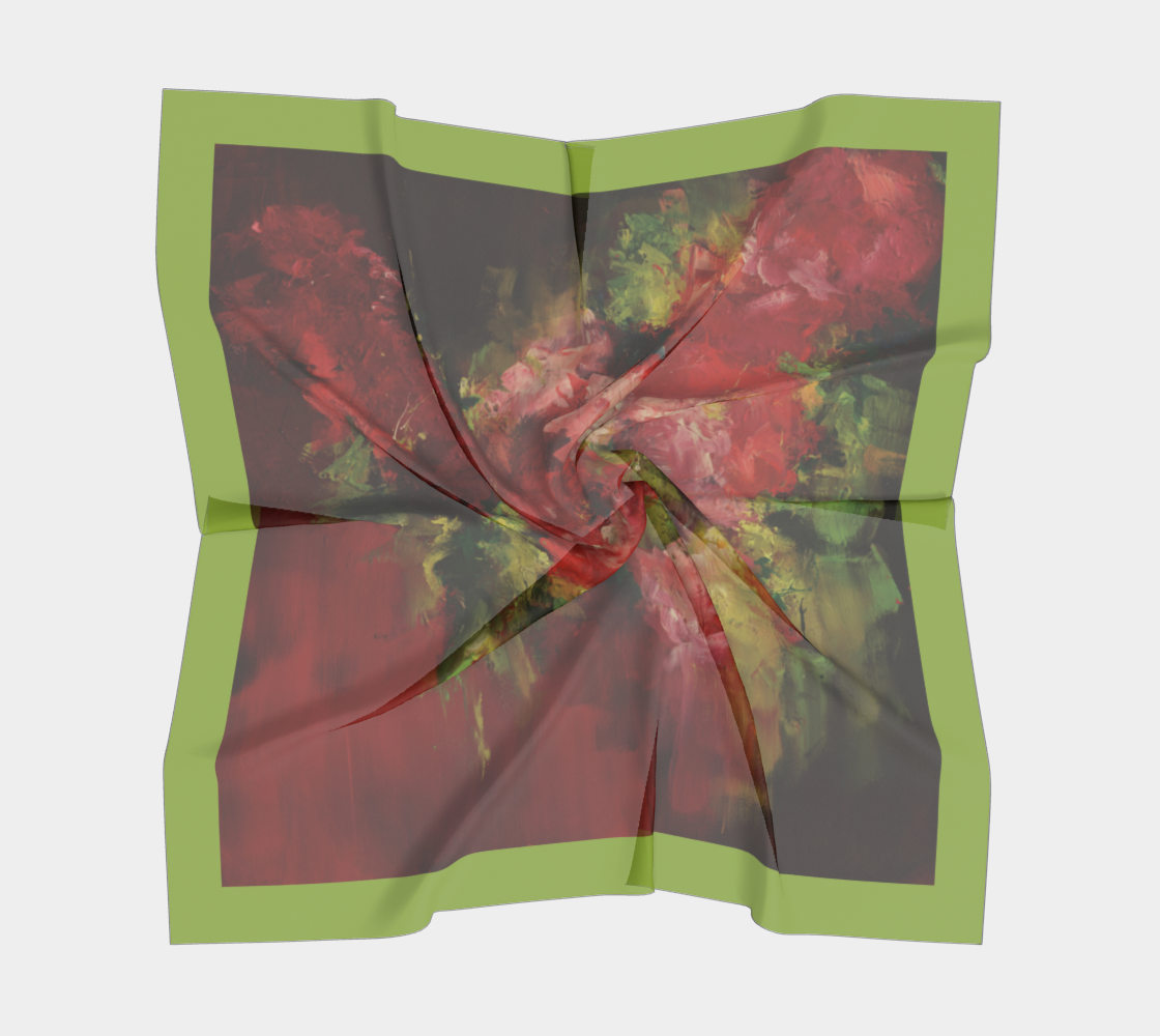 Foulard carré #15.2, Fleurs de la passion, contour large vert