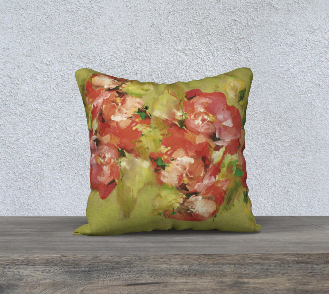 housse de coussin 18po. x 18po., Fleurs vertes
