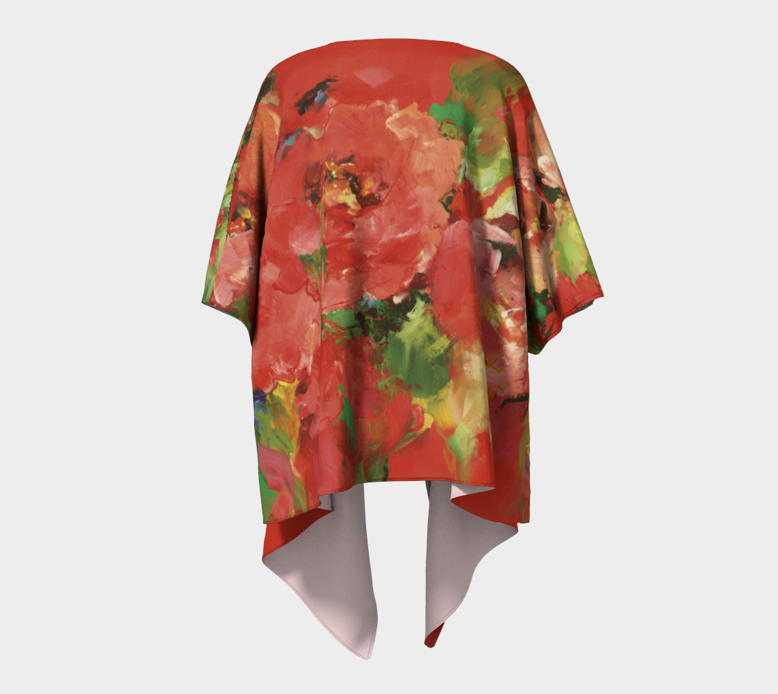 Kimono drapé #14, Fleurs rouges