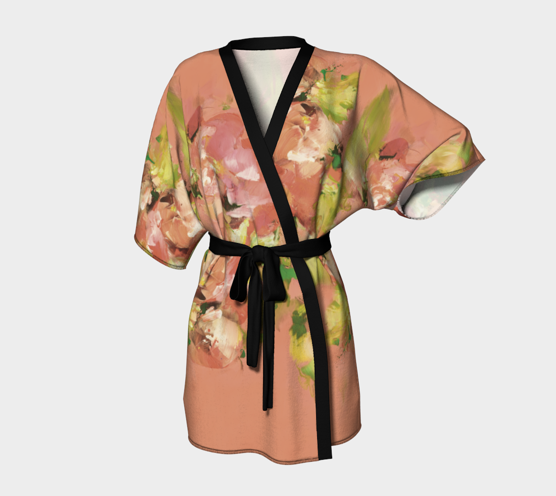 Kimono peignoir #18, Fleurs roses pâles