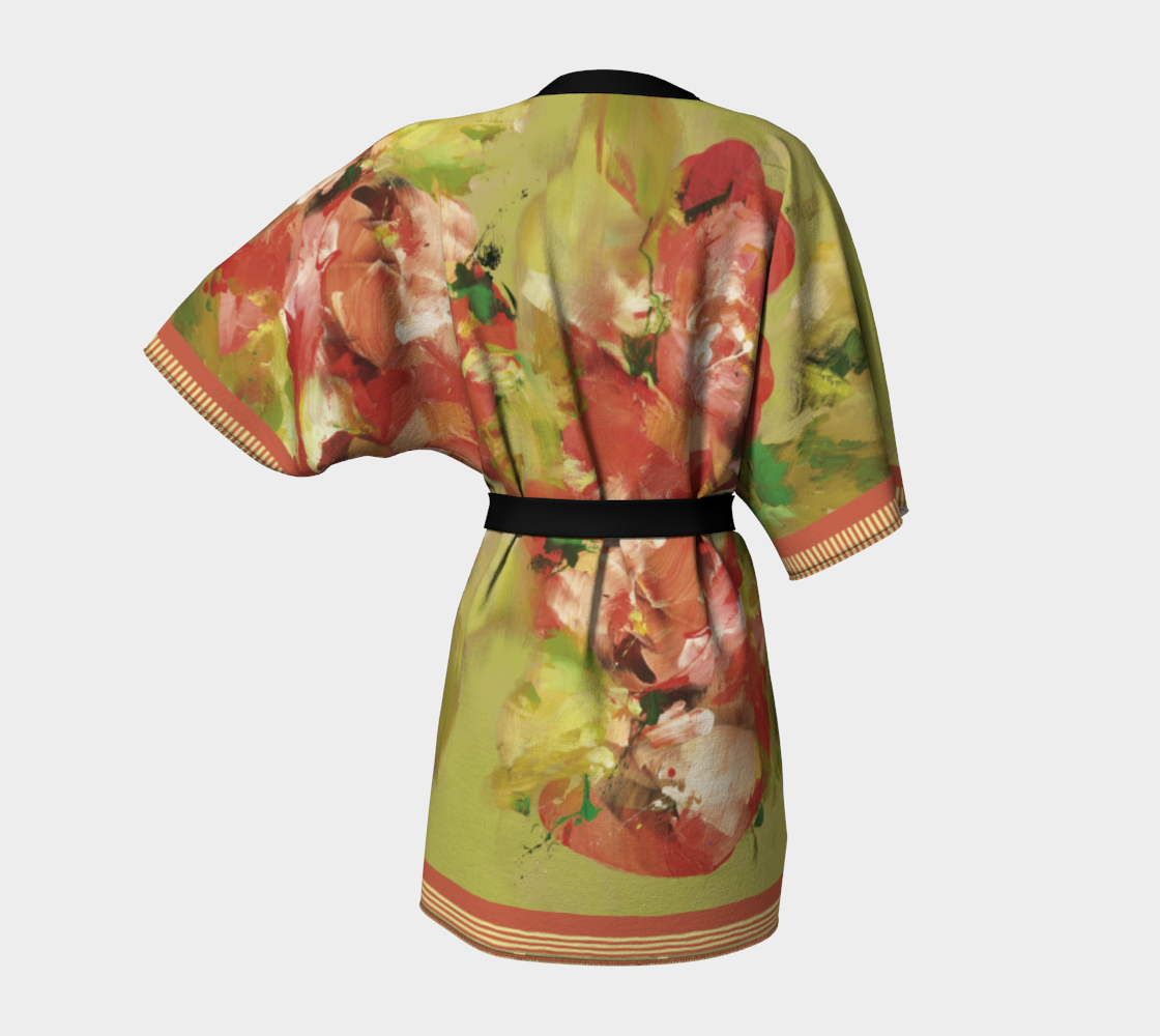 Kimono peignoir #22, Fleurs vertes