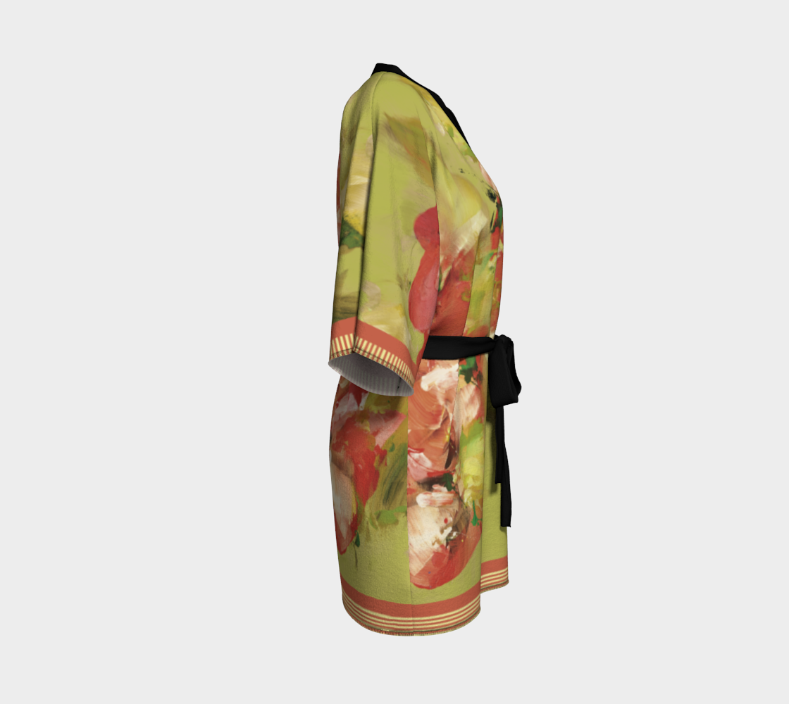 Kimono peignoir #22, Fleurs vertes